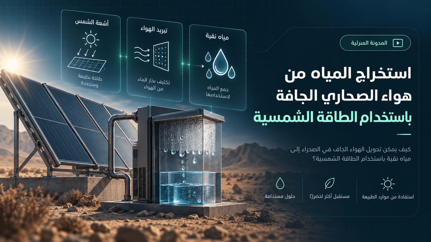 استخراج المياه من هواء الصحاري الجافة باستخدام الطاقة الشمسية