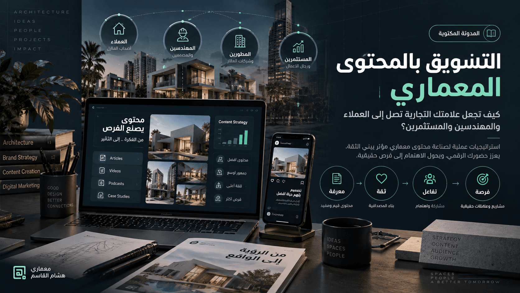 التسويق بالمحتوى المعماري: كيف تجعل علامتك التجارية تصل إلى العملاء والمهندسين والمستثمرين؟