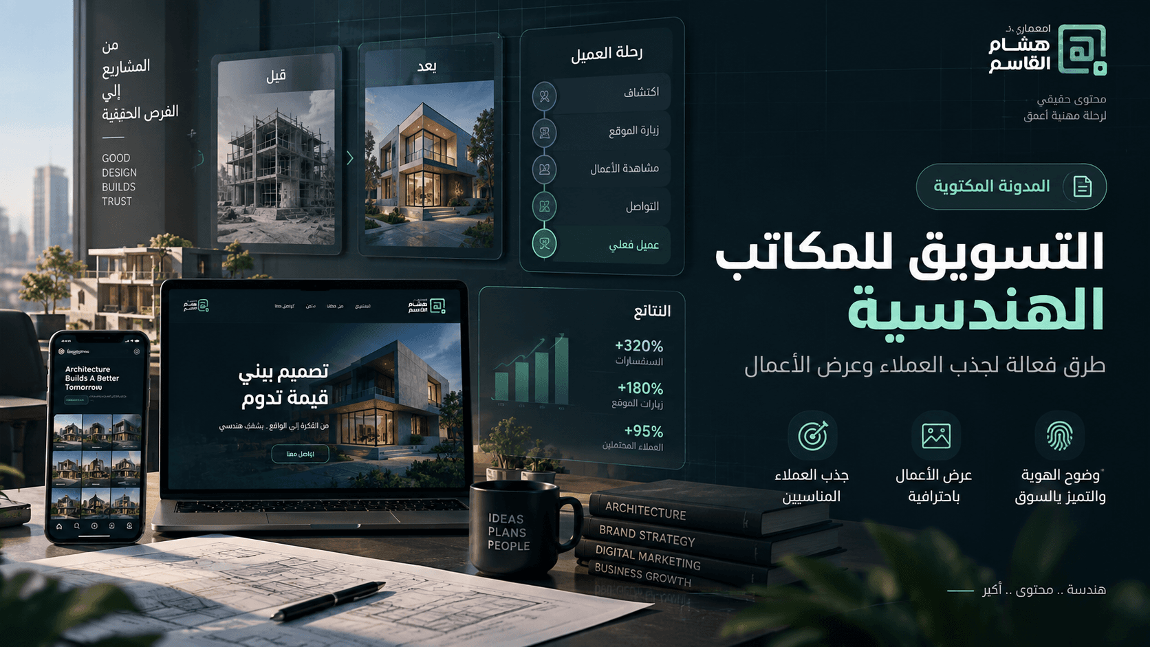 التسويق للمكاتب الهندسية: طرق فعالة لجذب العملاء وعرض الأعمال