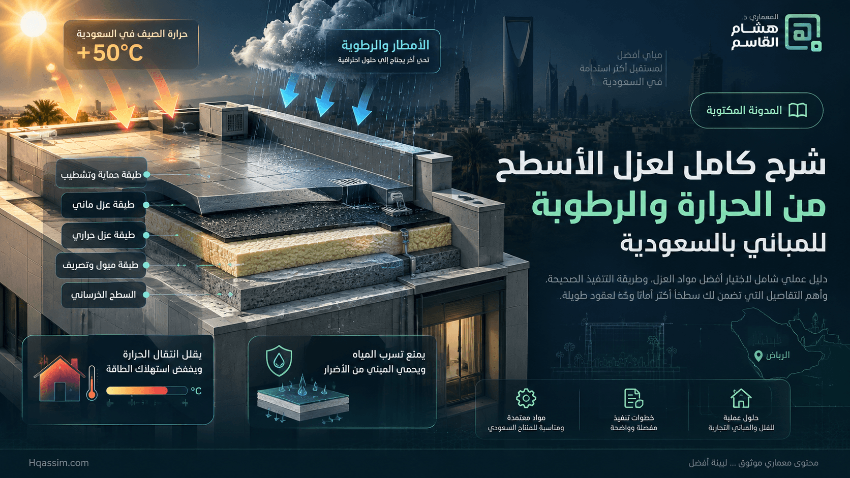 شرح كامل لعزل الأسطح من الحرارة والرطوبة للمباني بالسعودية